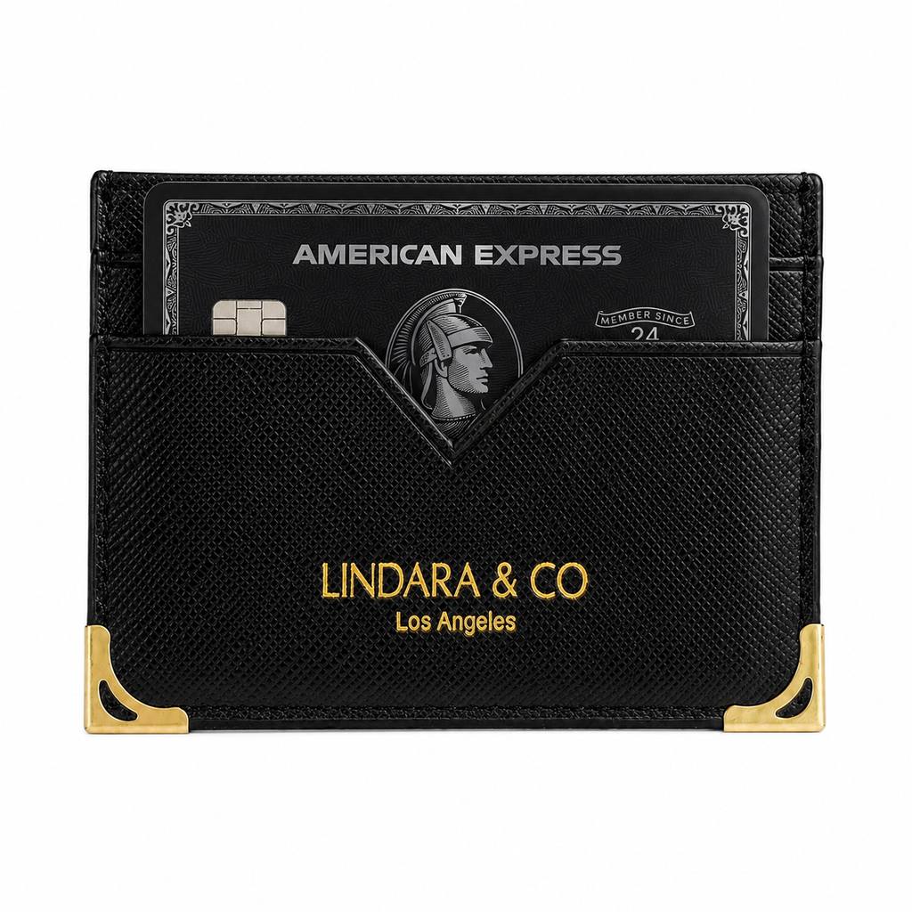 Black Sffiano Leather Card Holder